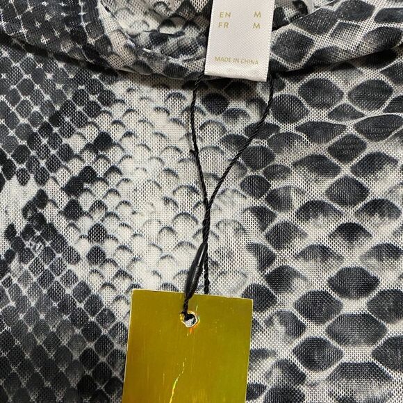 Rellamped Gray Snakeskin Print mesh Bodysuit sz M - Picture 7 of 8